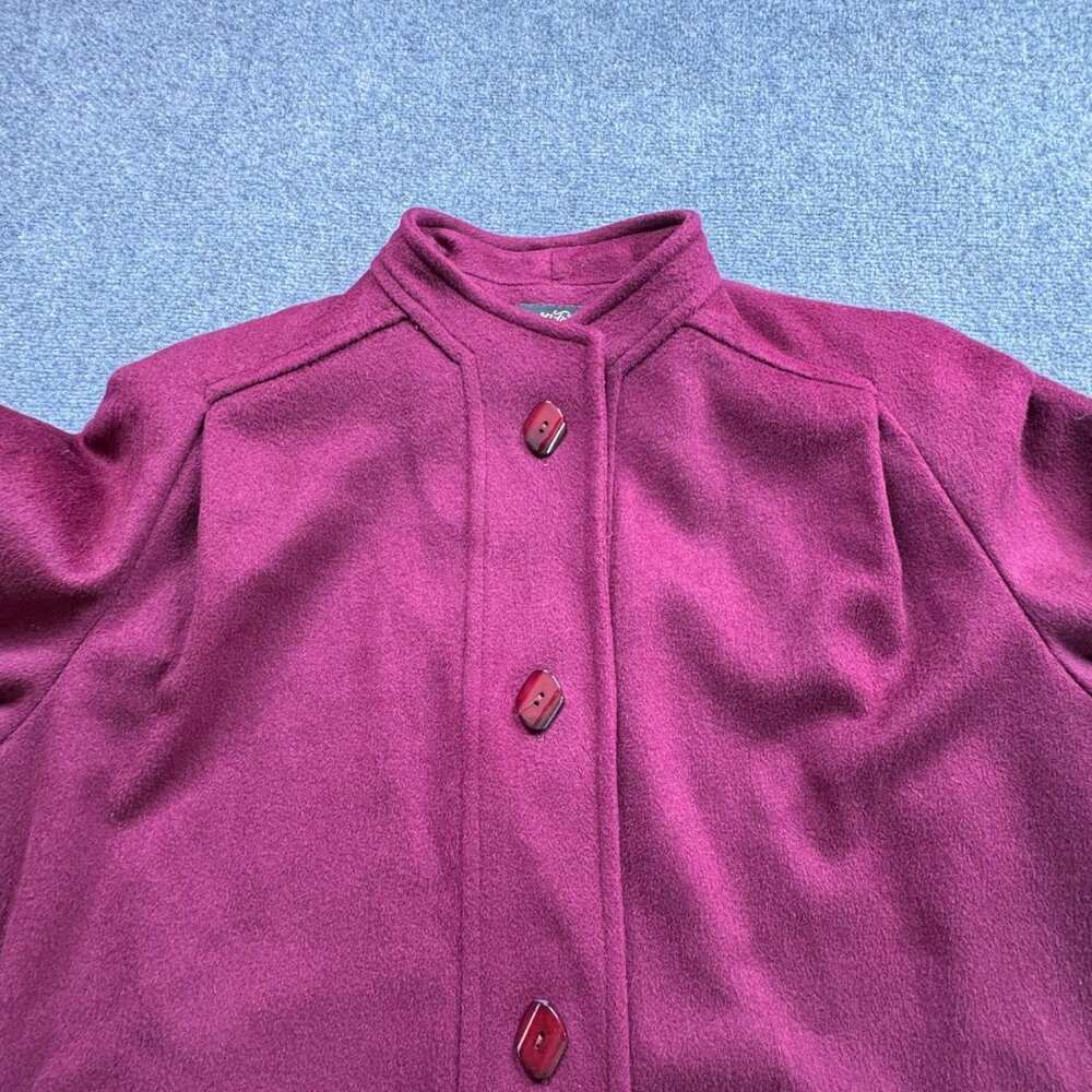 Women's Long Wool-Blend Coat - Raspberry Pink - Picture 16 of 16